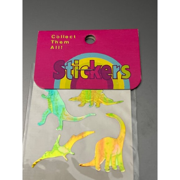 Vintage Stuck on You Dinosaur Holographic Stickers 6" Sheet NEW NOS - Picture 3 of 5